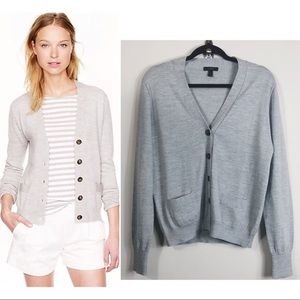 J Crew Merino Wool Gray Cardigan Sweater